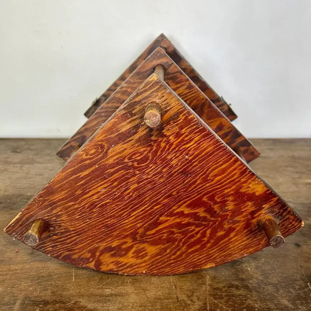 Vintage Wood Spindle Corner Shelf | 3 Tier Etagere Wall Decor